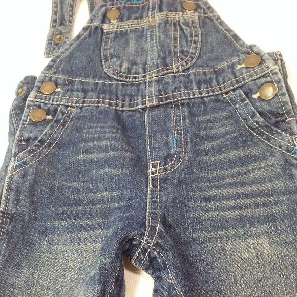 2011 Osh Kosh B'Gosh Genuine Baby Overalls Infant Baby -6M Metal Snaps Braces - Picture 2 of 10